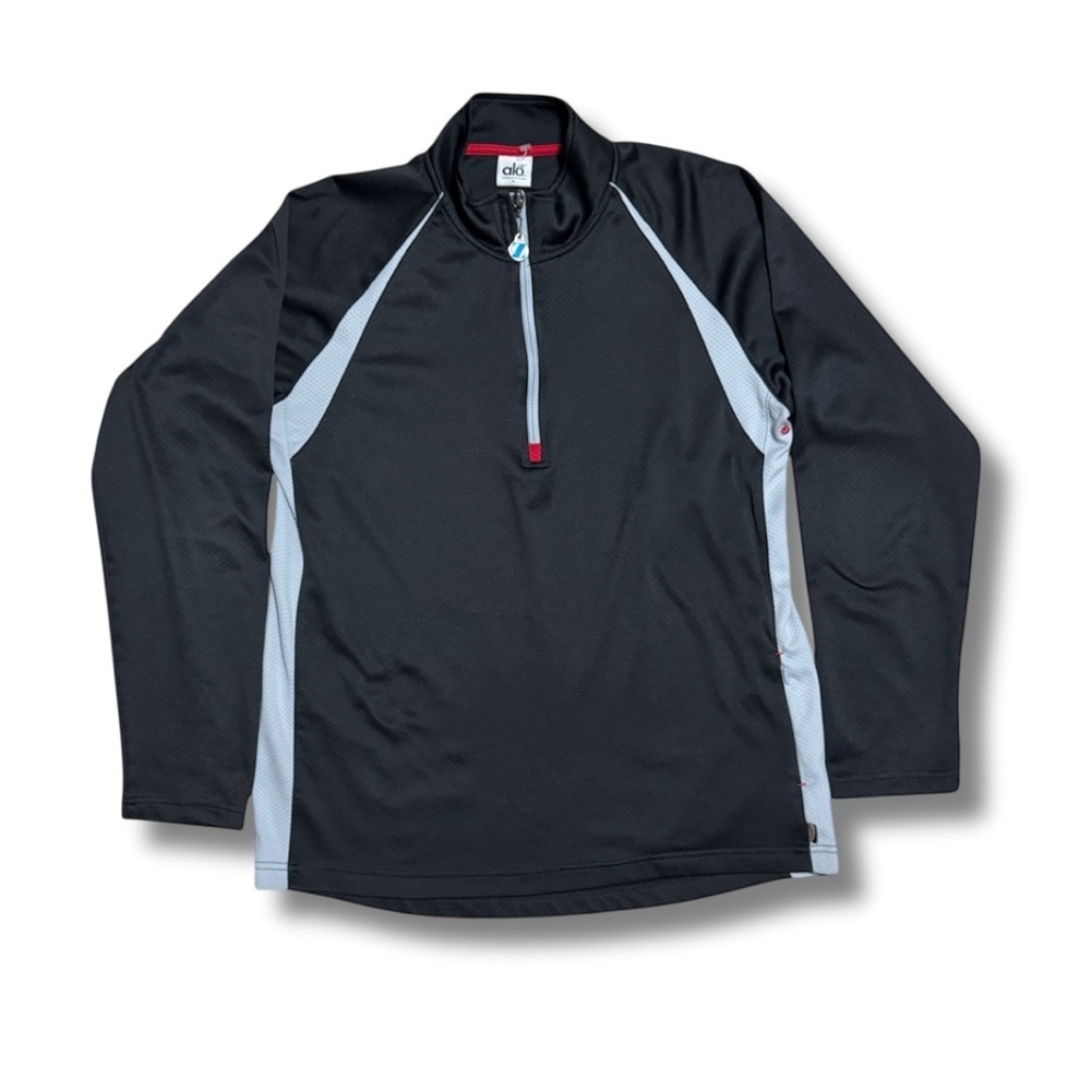 Alo Yoga Men's 1/4 Zip Coolfit Sweatshirt- Black, Large